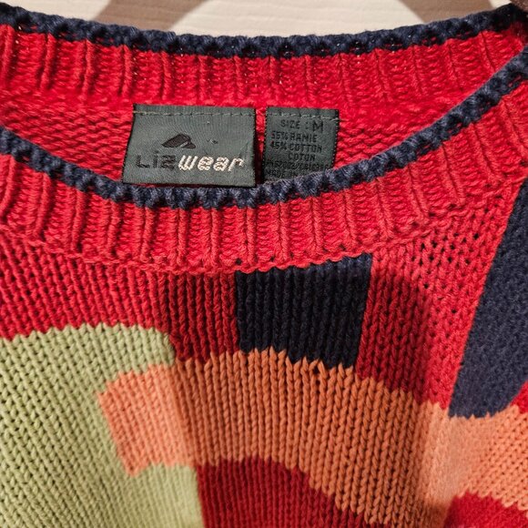Vintage 80’s Geometric Shape Liz Wear Drop-Sleeve Sweater (Faded) - Picture 3 of 3